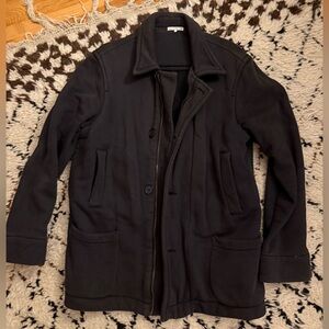 James Perse Black Casual Coat with Zip & Button Front